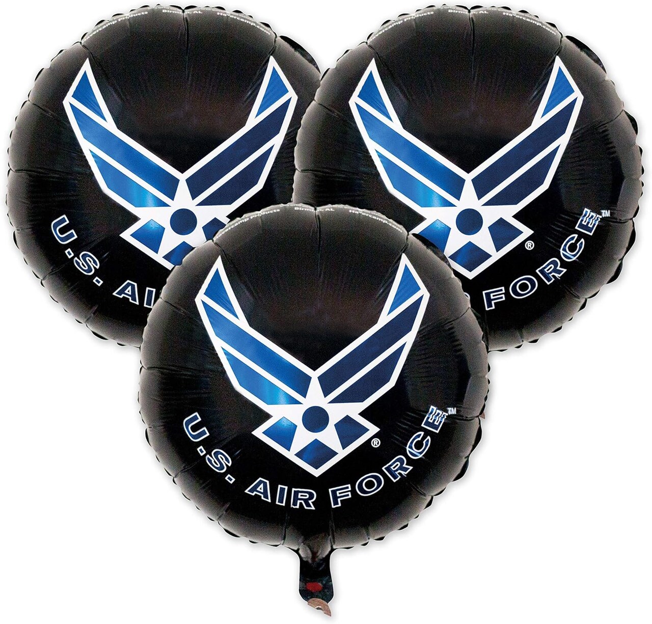 U.S. Air Force logo, 3-18” Round Mylar Balloons. Officially Licensed with the U.S. Air Force!